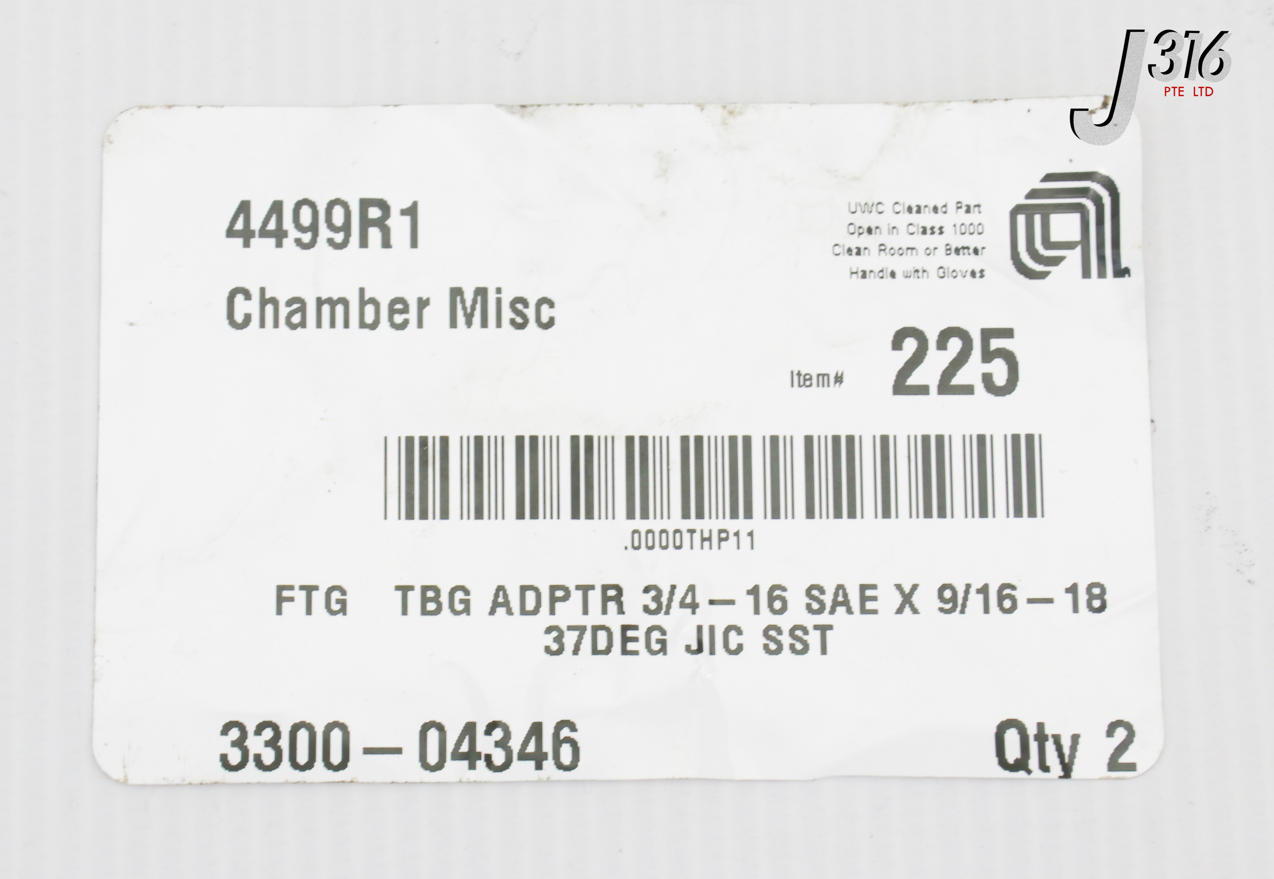 18784 APPLIED MATERIALS FTG TBG ADPTR 3/4-16 SAE X 9/16-18 37DEG